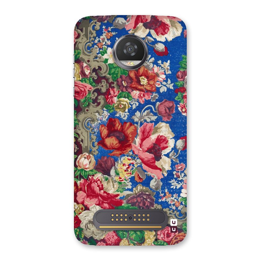 Block Printed Flowers Back Case for Moto Z2 Play
