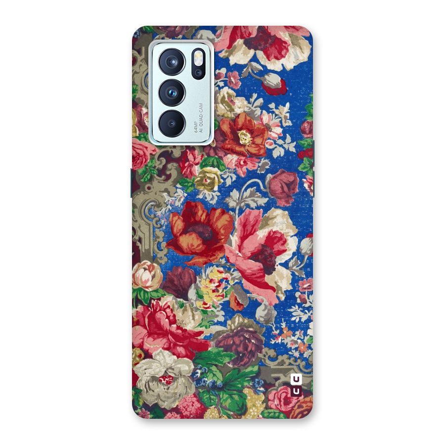 Block Printed Flowers Back Case for Oppo Reno6 Pro 5G