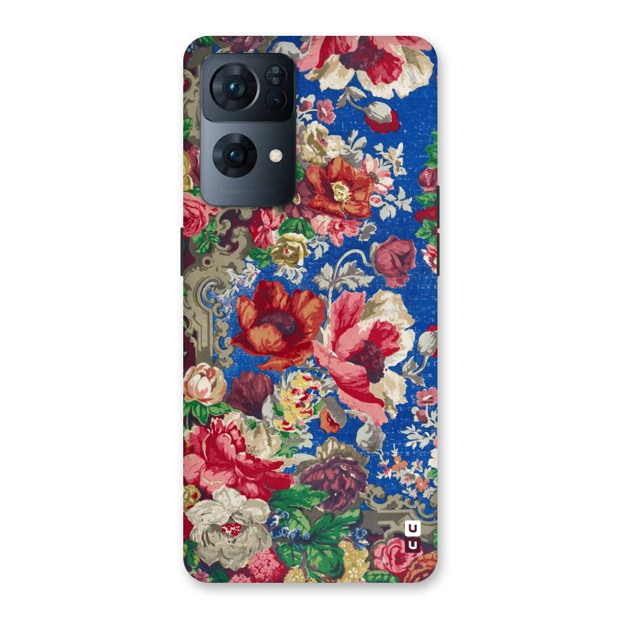 Block Printed Flowers Back Case for Oppo Reno7 Pro 5G