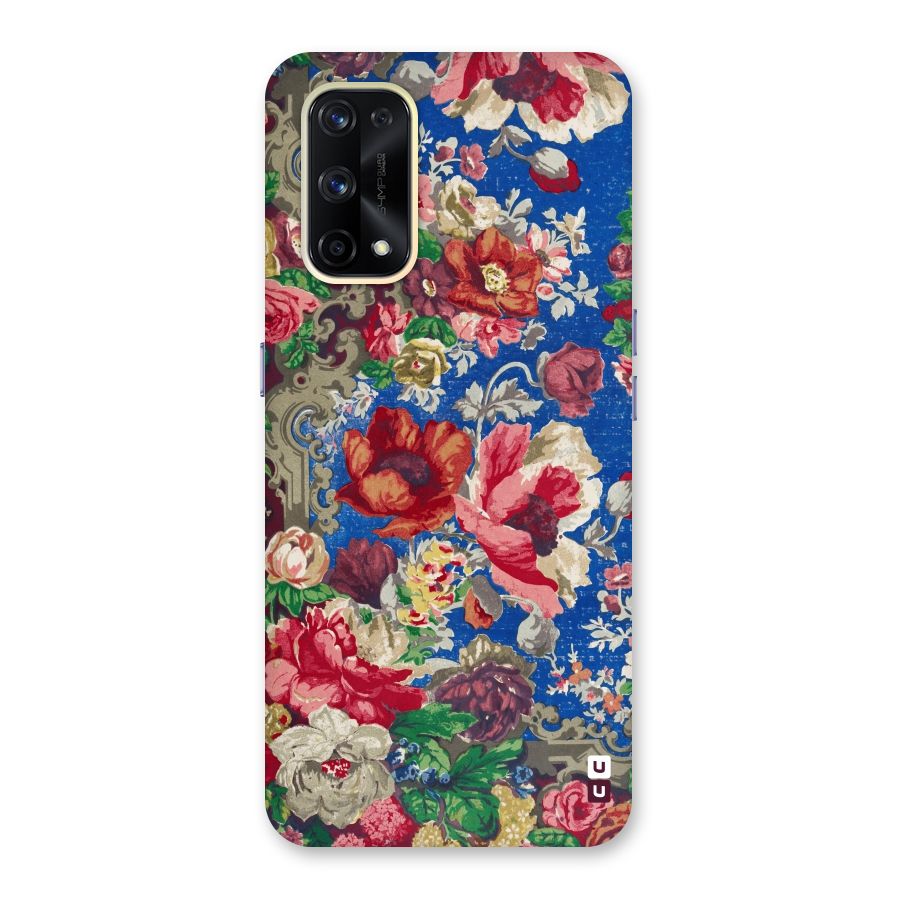 Block Printed Flowers Glass Back Case for Realme X7 Pro