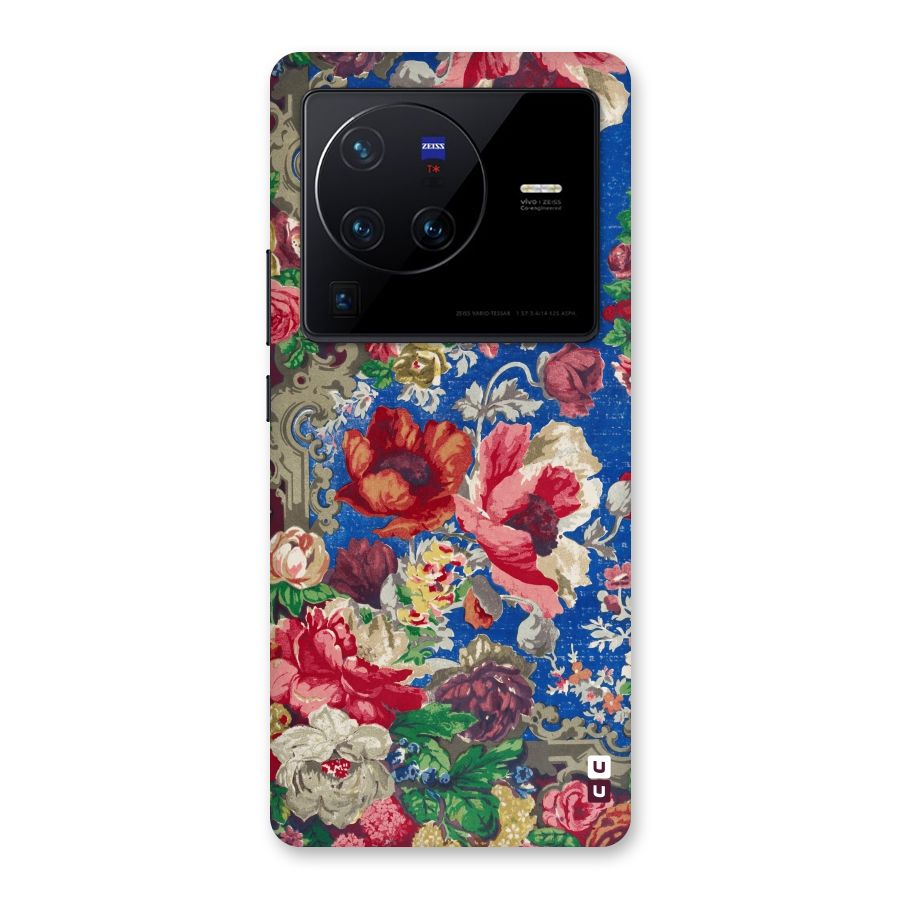 Block Printed Flowers Back Case for Vivo X80 Pro