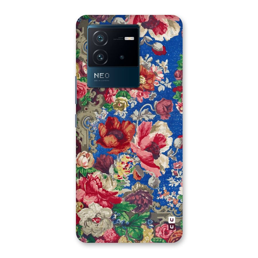 Block Printed Flowers Back Case for Vivo iQOO Neo 6 5G