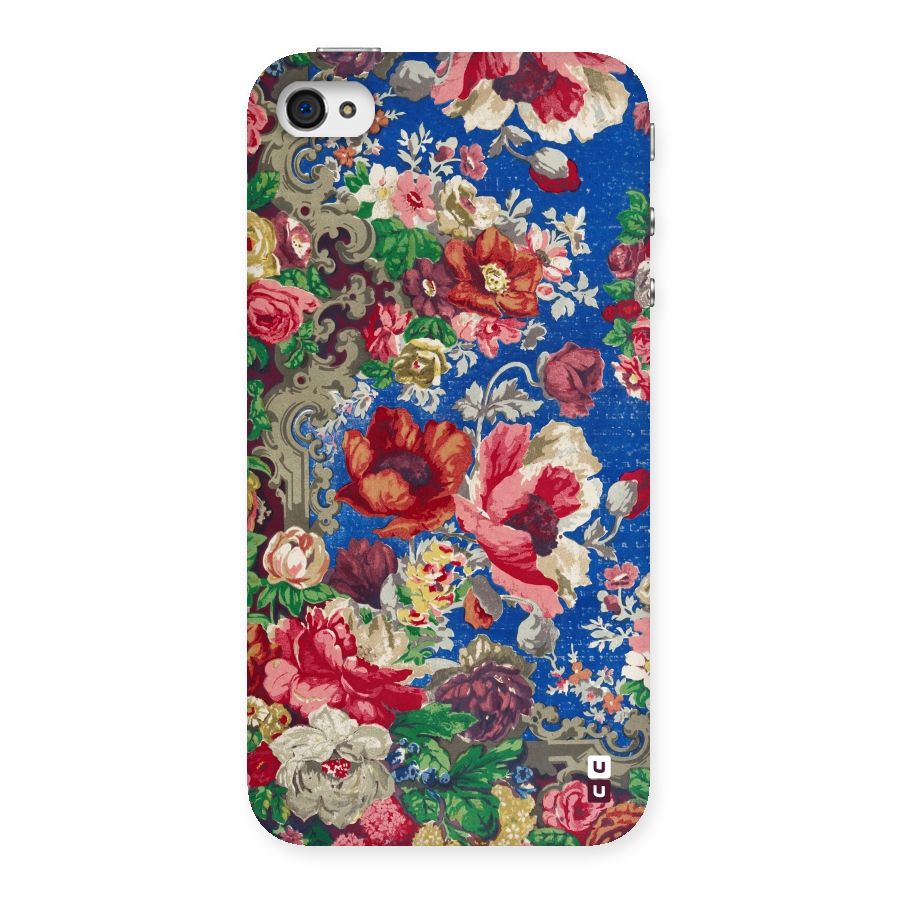 Block Printed Flowers Back Case for iPhone 4 4s