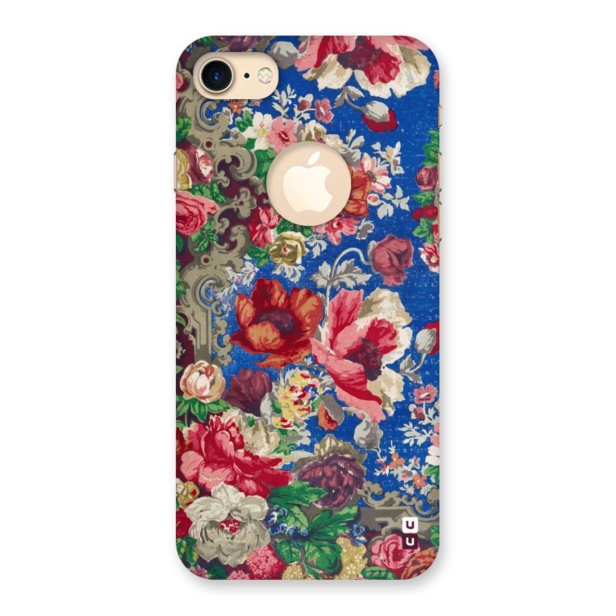 Block Printed Flowers Back Case for iPhone 7 Logo Cut
