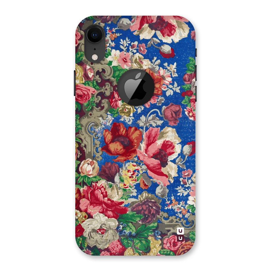 Block Printed Flowers Back Case for iPhone XR Logo Cut