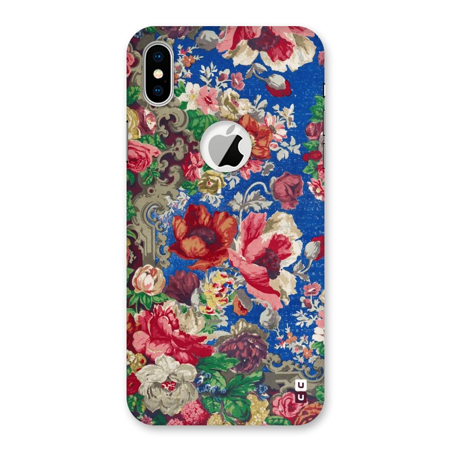 Block Printed Flowers Back Case for iPhone XS Logo Cut