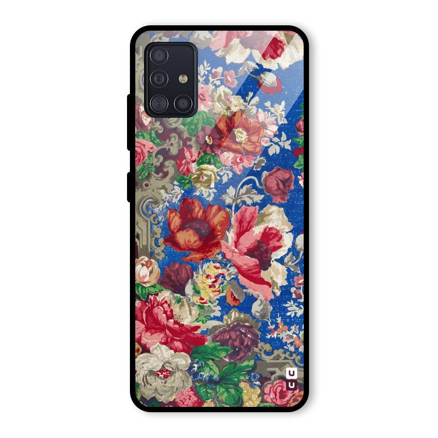 Block Printed Flowers Glass Back Case for Galaxy A51