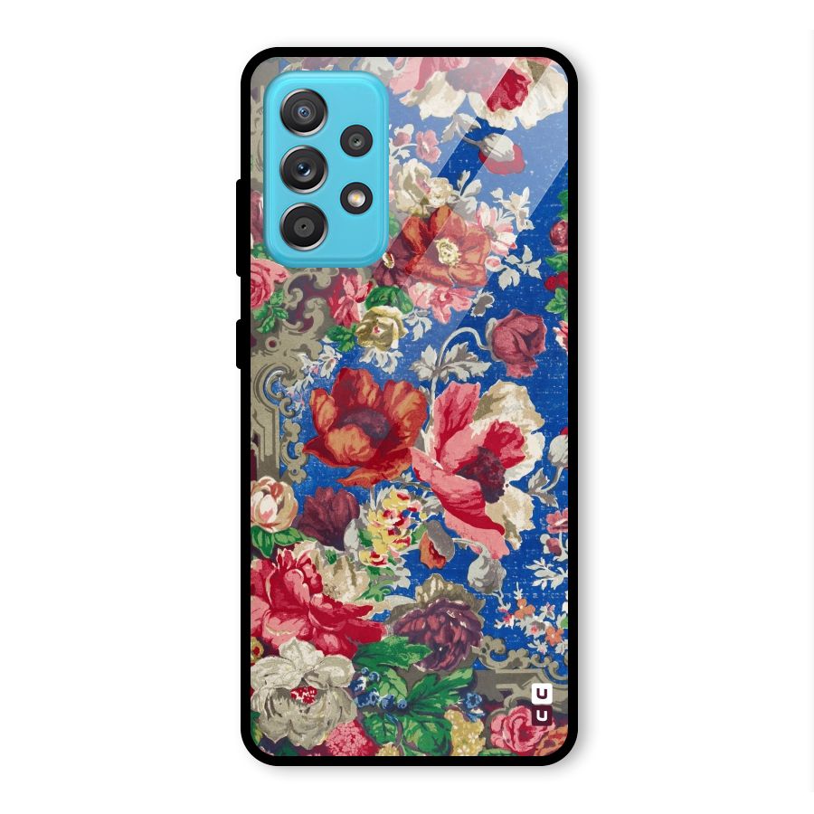 Block Printed Flowers Glass Back Case for Galaxy A52s 5G