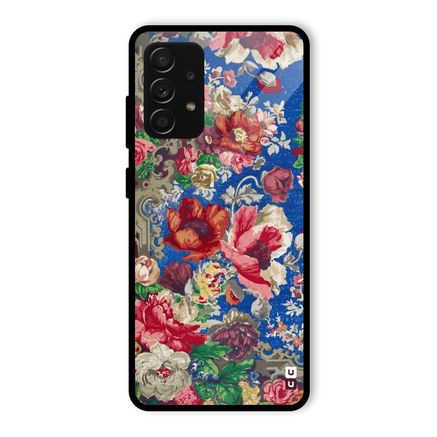 Block Printed Flowers Glass Back Case for Galaxy A53 5G