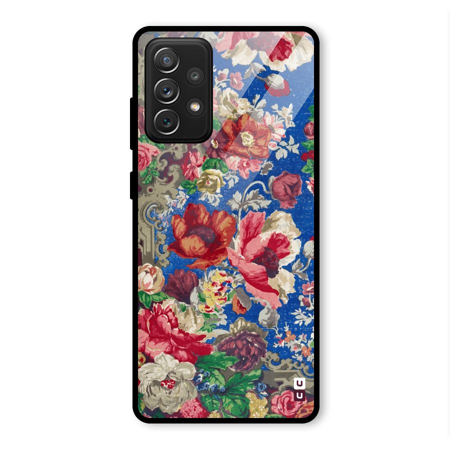 Block Printed Flowers Glass Back Case for Galaxy A72