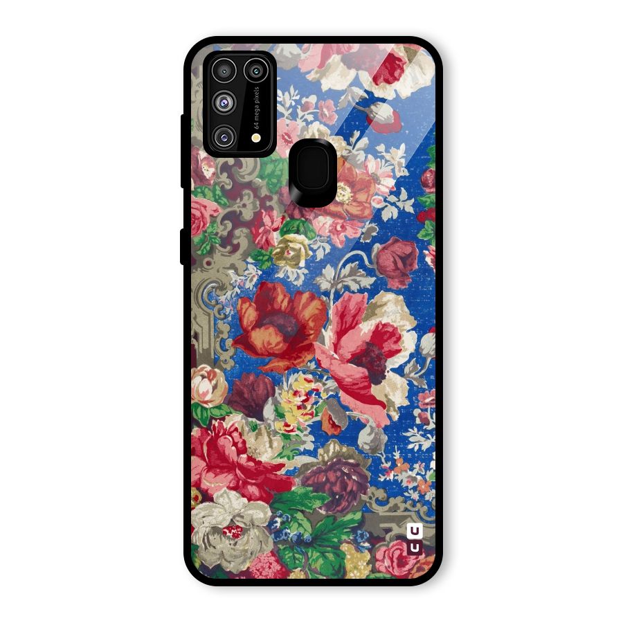 Block Printed Flowers Glass Back Case for Galaxy F41