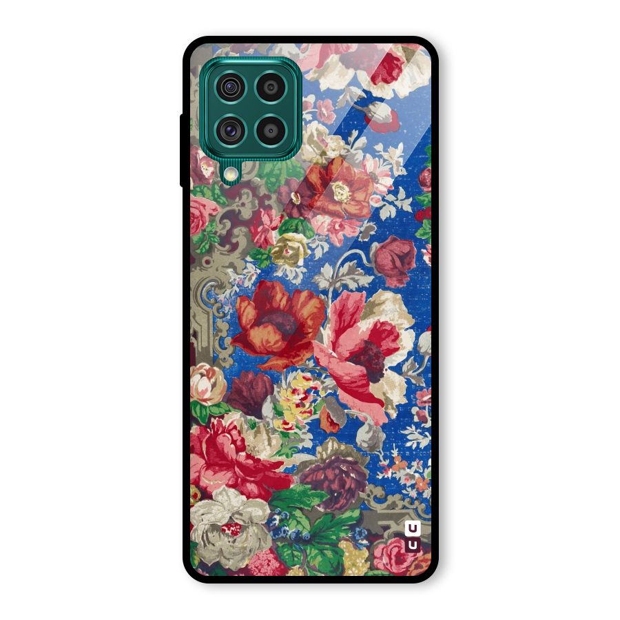 Block Printed Flowers Glass Back Case for Galaxy F62