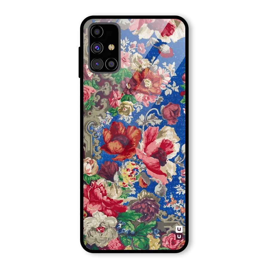 Block Printed Flowers Glass Back Case for Galaxy M31s