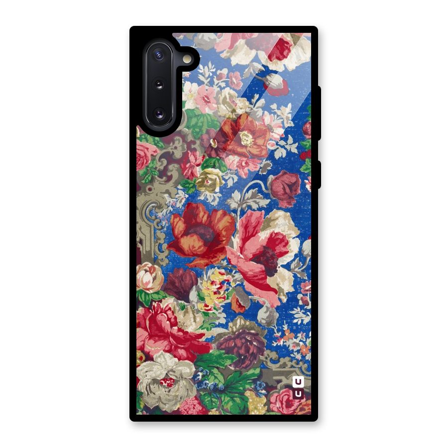 Block Printed Flowers Glass Back Case for Galaxy Note 10