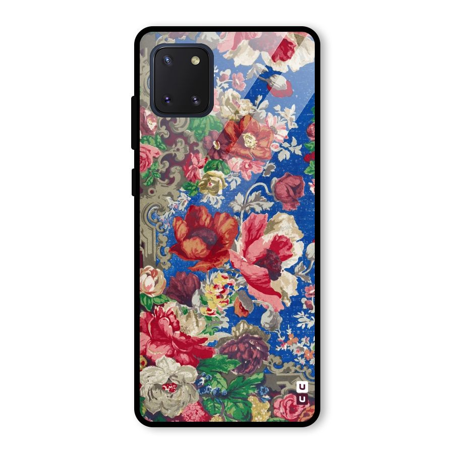 Block Printed Flowers Glass Back Case for Galaxy Note 10 Lite