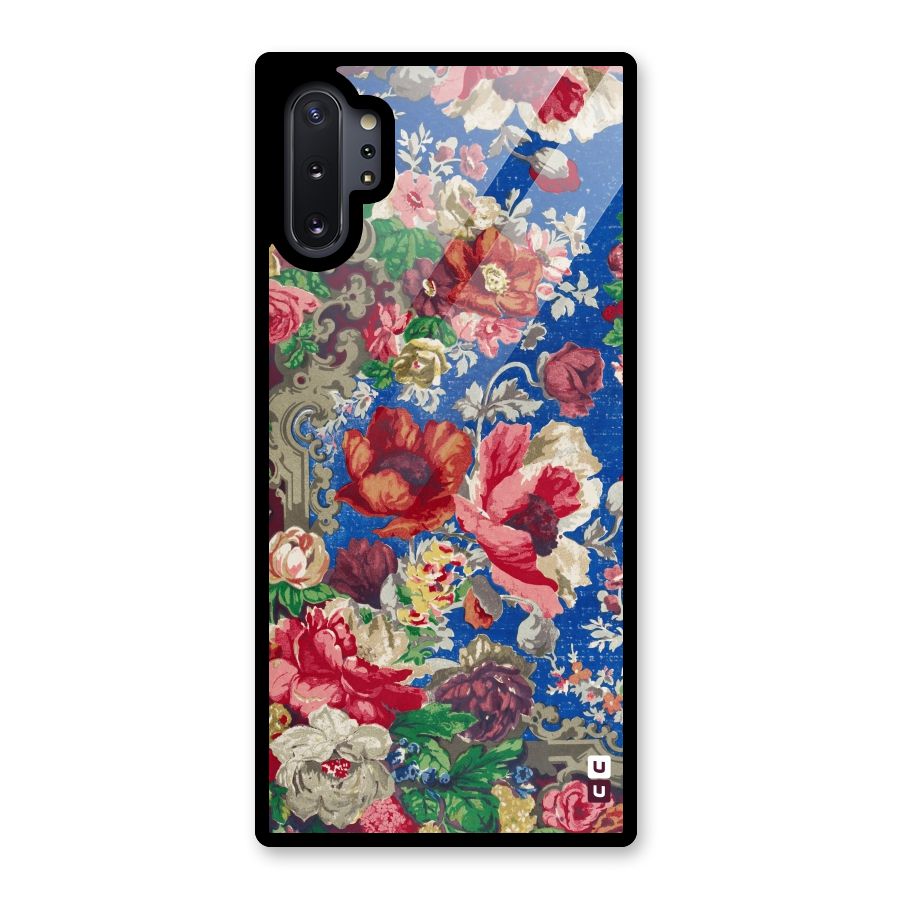 Block Printed Flowers Glass Back Case for Galaxy Note 10 Plus
