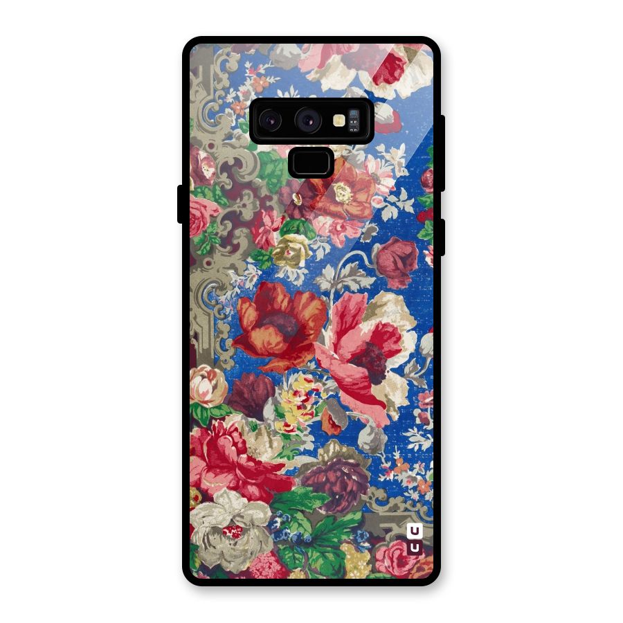 Block Printed Flowers Glass Back Case for Galaxy Note 9