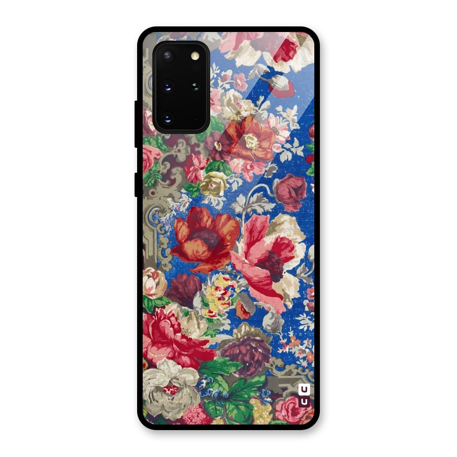 Block Printed Flowers Glass Back Case for Galaxy S20 Plus