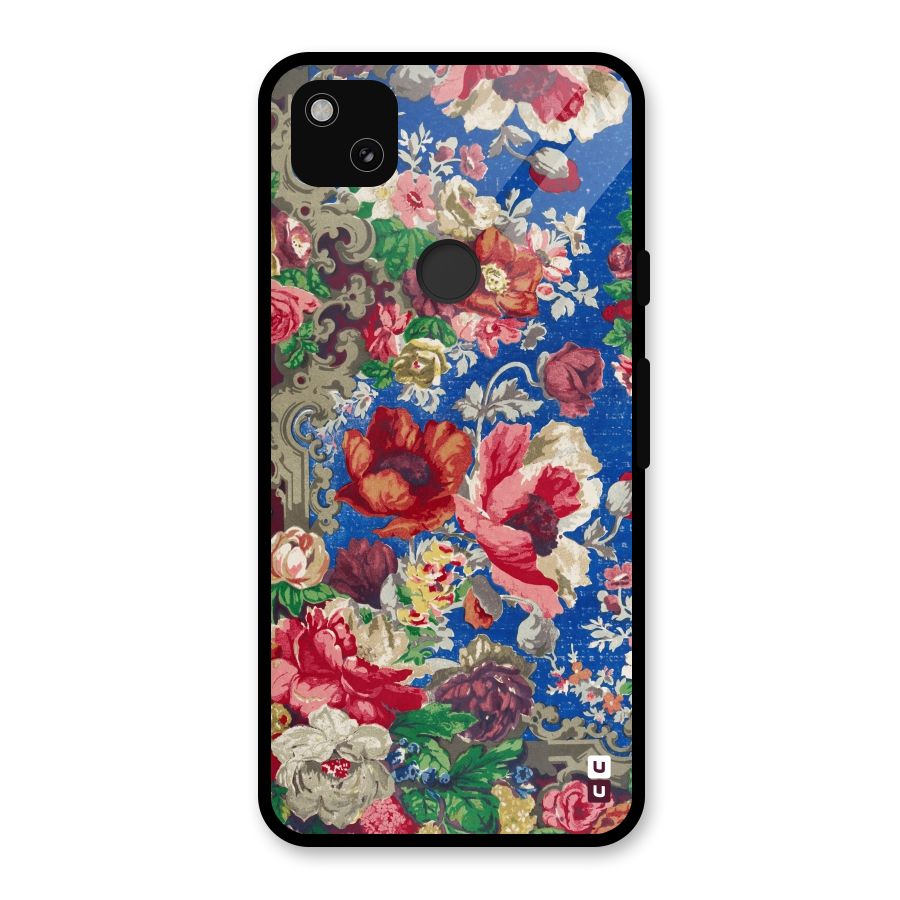 Block Printed Flowers Glass Back Case for Google Pixel 4a