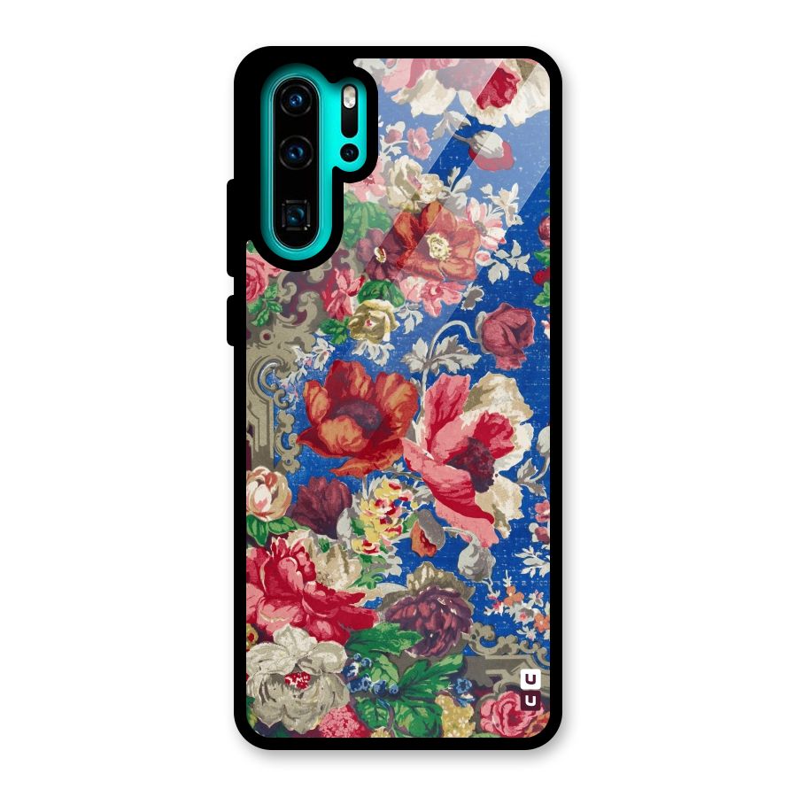 Block Printed Flowers Glass Back Case for Huawei P30 Pro