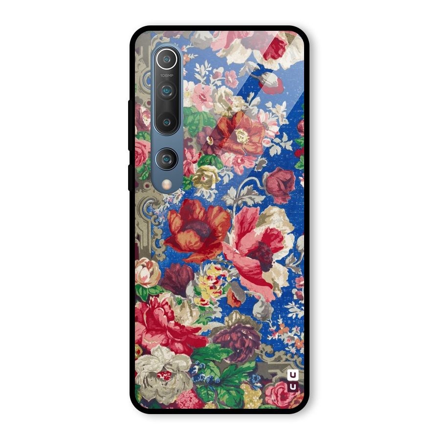 Block Printed Flowers Glass Back Case for Mi 10
