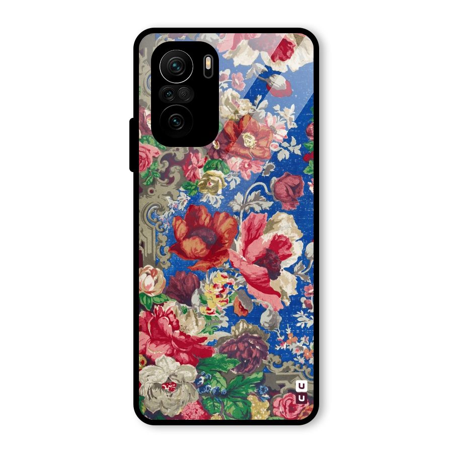 Block Printed Flowers Glass Back Case for Mi 11X Pro