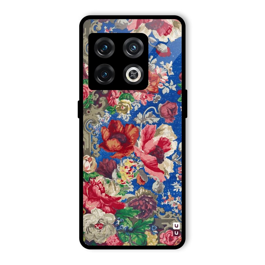Block Printed Flowers Glass Back Case for OnePlus 10 Pro 5G