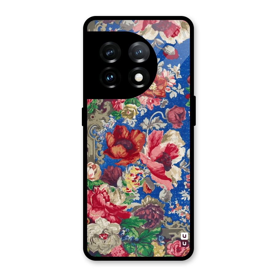 Block Printed Flowers Glass Back Case for OnePlus 11