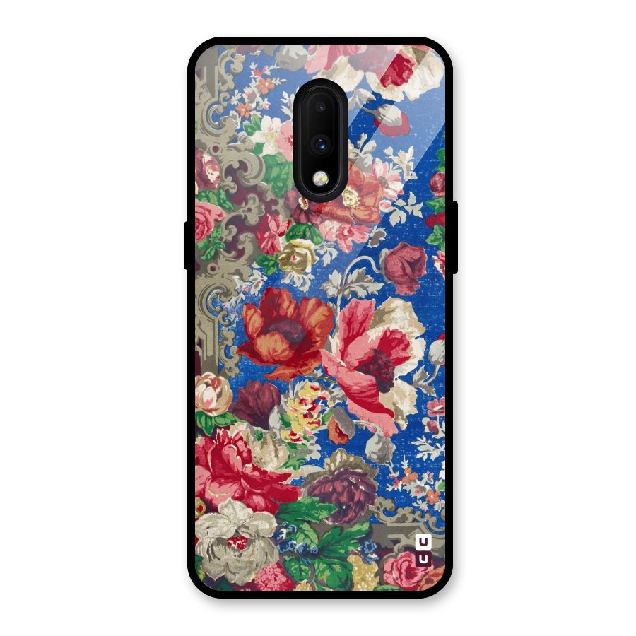 Block Printed Flowers Glass Back Case for OnePlus 7