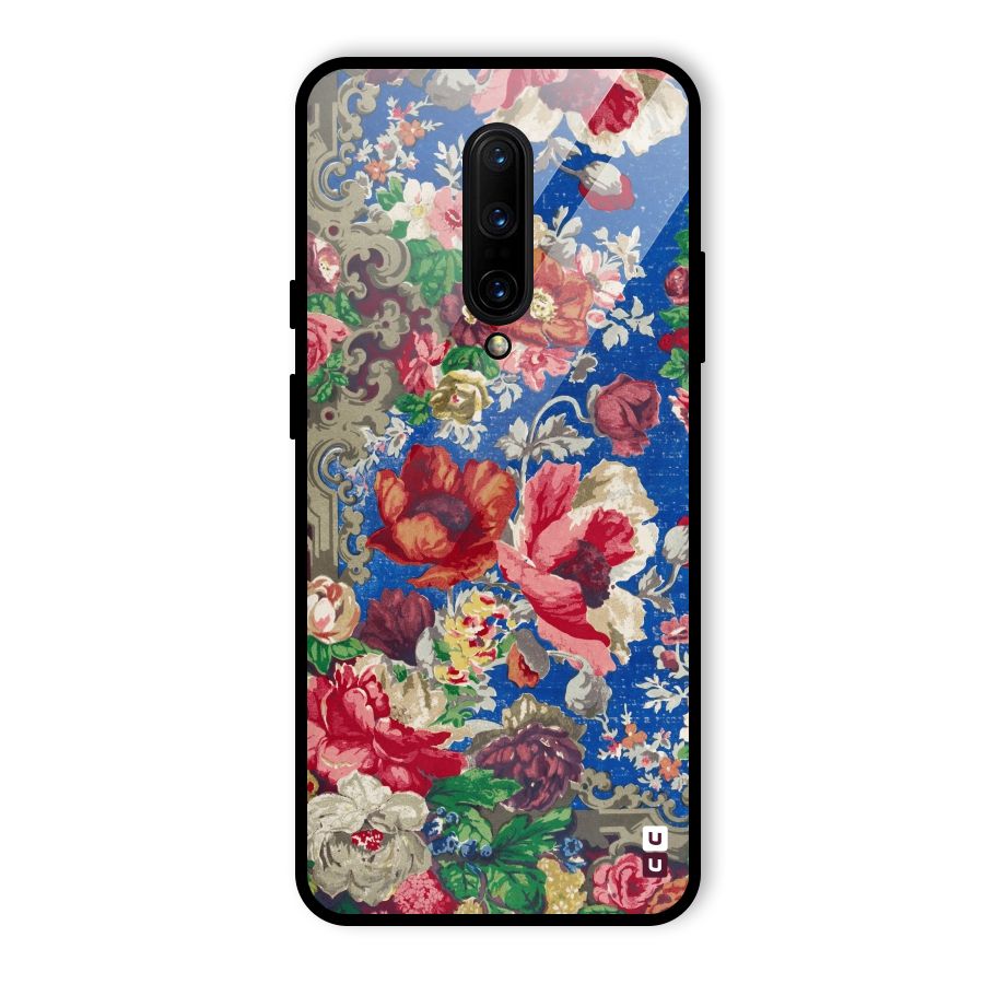 Block Printed Flowers Glass Back Case for OnePlus 7 Pro