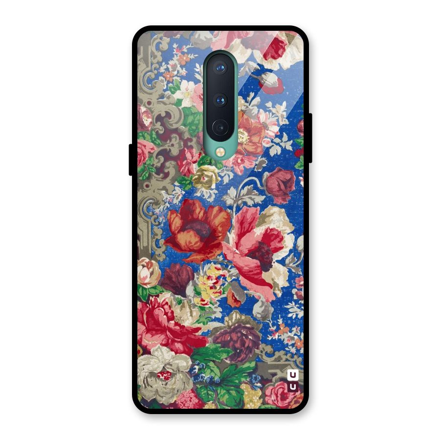 Block Printed Flowers Glass Back Case for OnePlus 8