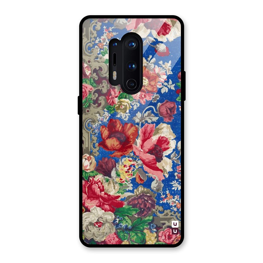 Block Printed Flowers Glass Back Case for OnePlus 8 Pro