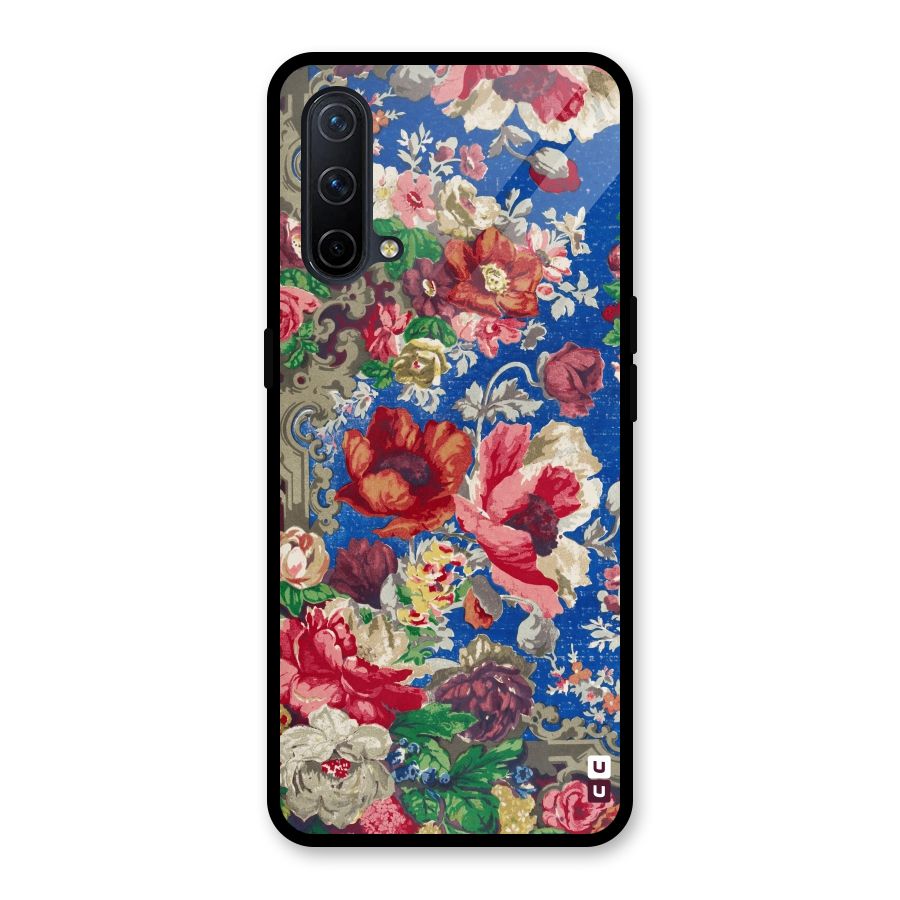 Block Printed Flowers Glass Back Case for OnePlus Nord CE 5G