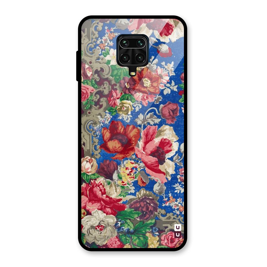 Block Printed Flowers Glass Back Case for Poco M2 Pro