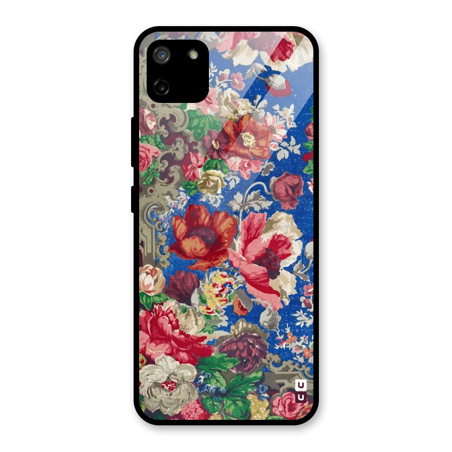 Block Printed Flowers Glass Back Case for Realme C11