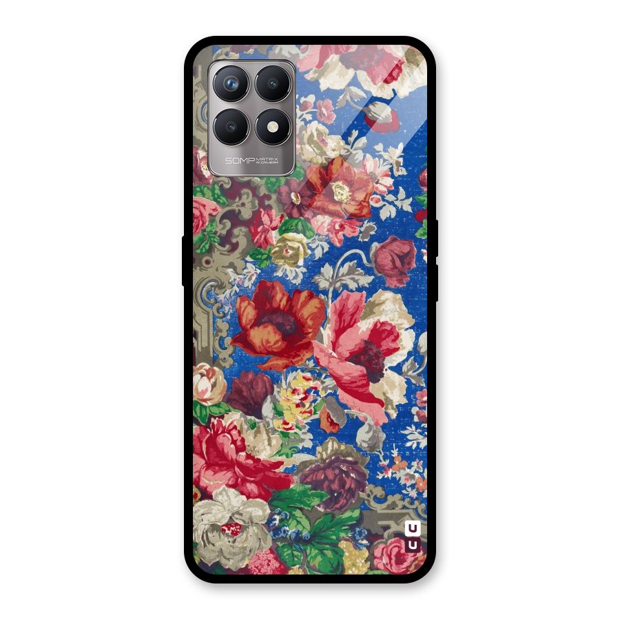 Block Printed Flowers Glass Back Case for Realme Narzo 50