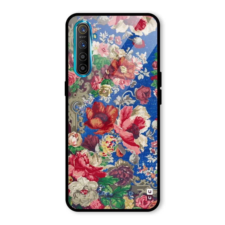 Block Printed Flowers Glass Back Case for Realme X2