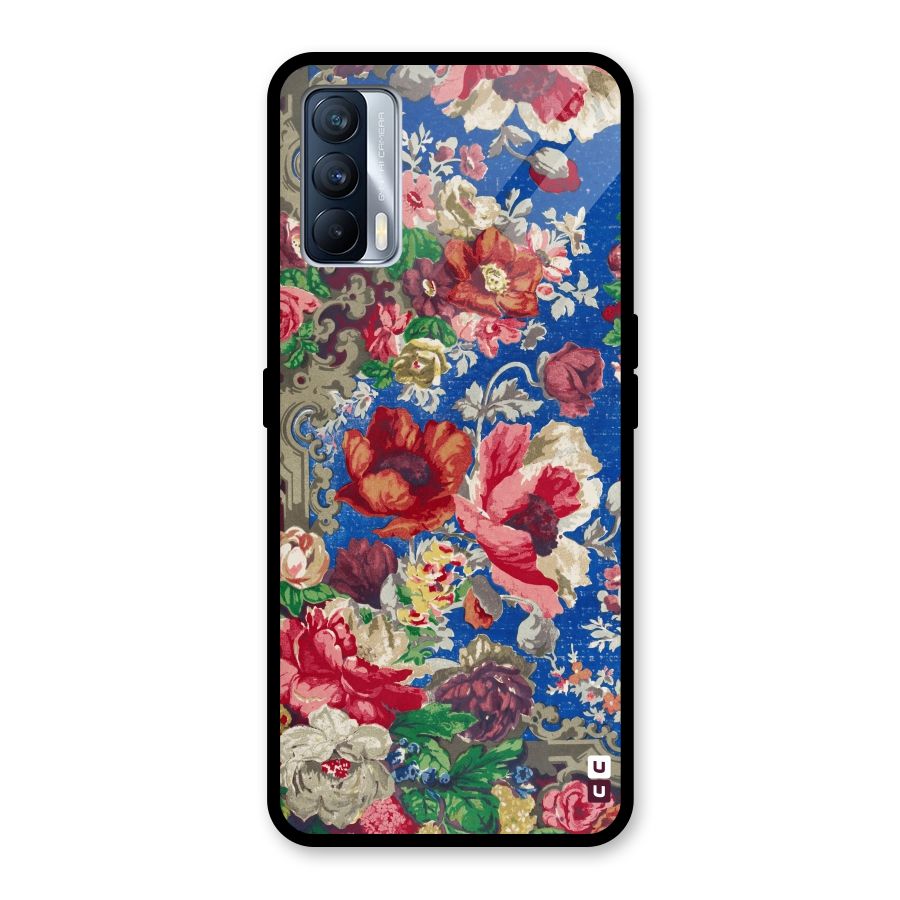 Block Printed Flowers Glass Back Case for Realme X7