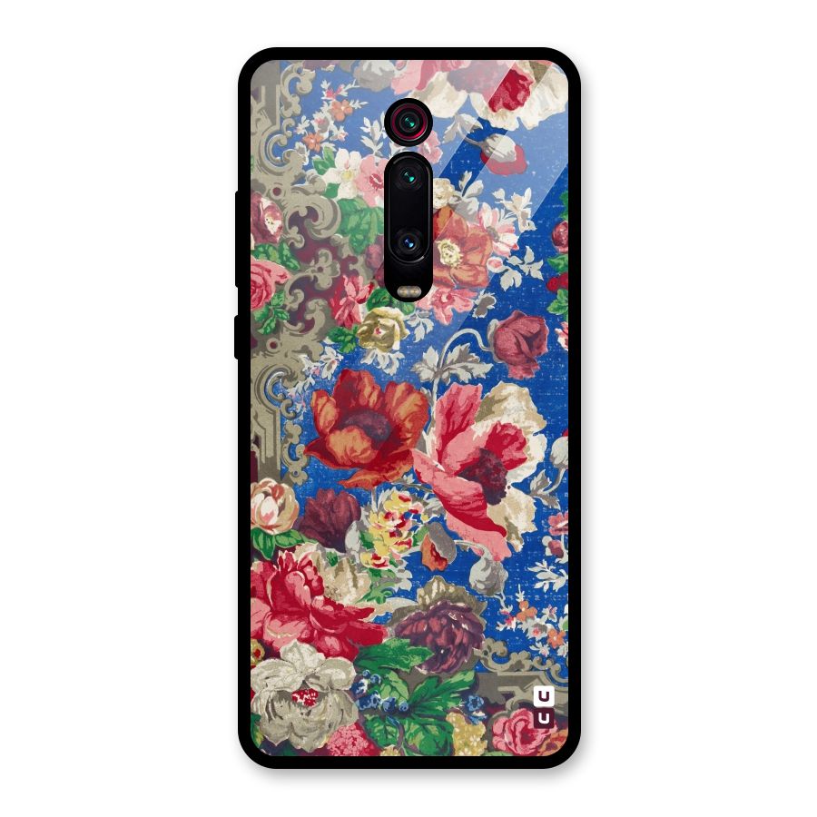 Block Printed Flowers Glass Back Case for Redmi K20