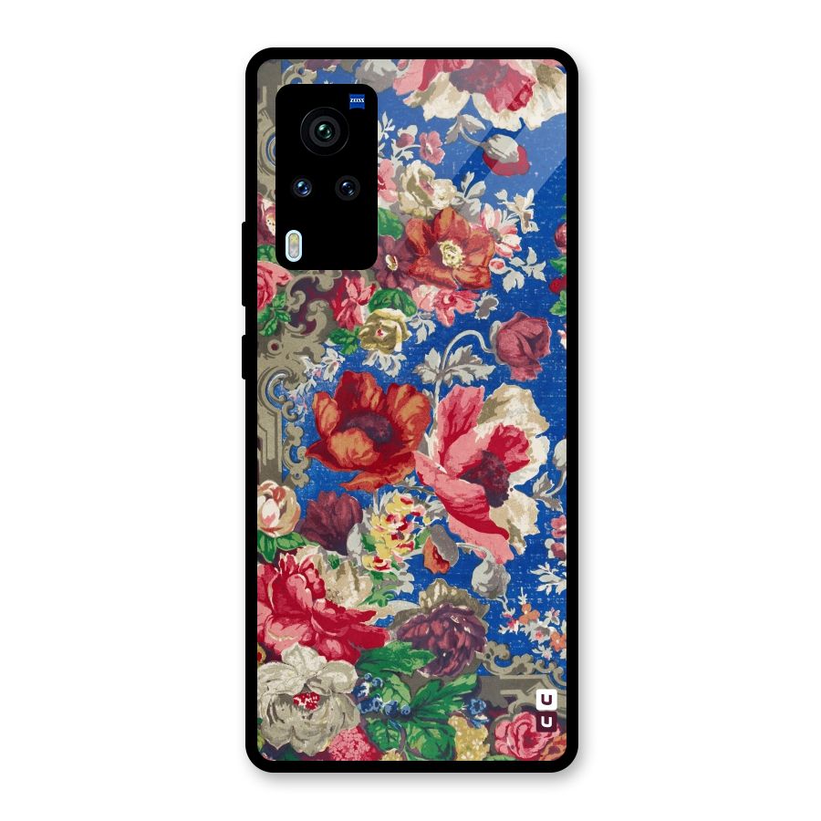 Block Printed Flowers Glass Back Case for Vivo X60 Pro