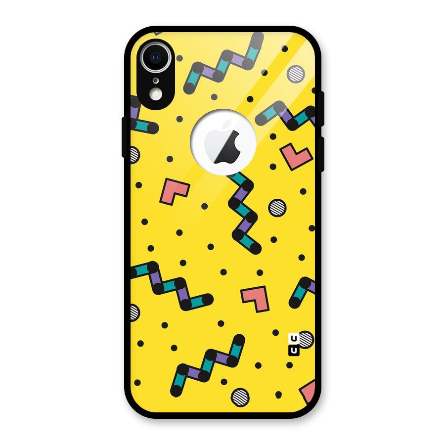 Block Shades Glass Back Case for iPhone XR Logo Cut