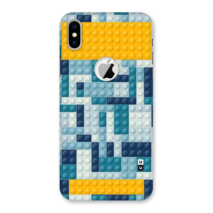 Blocks Blues Back Case for iPhone X Logo Cut