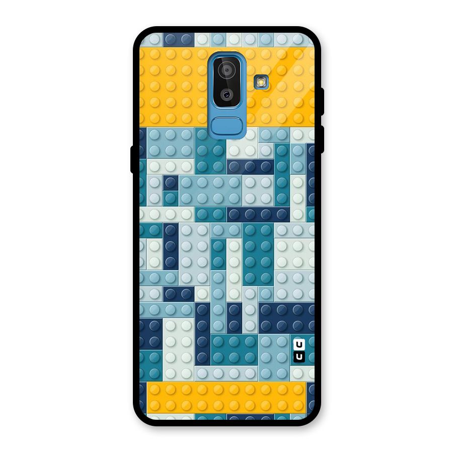 Blocks Blues Glass Back Case for Galaxy J8