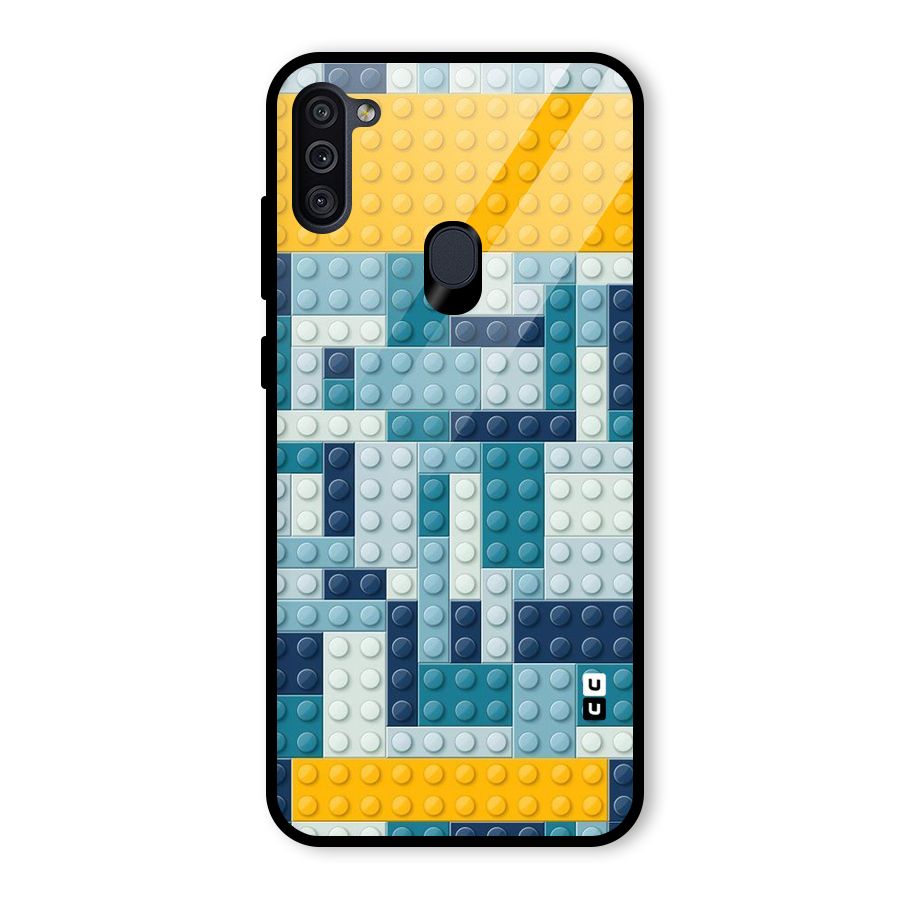 Blocks Blues Glass Back Case for Galaxy M11