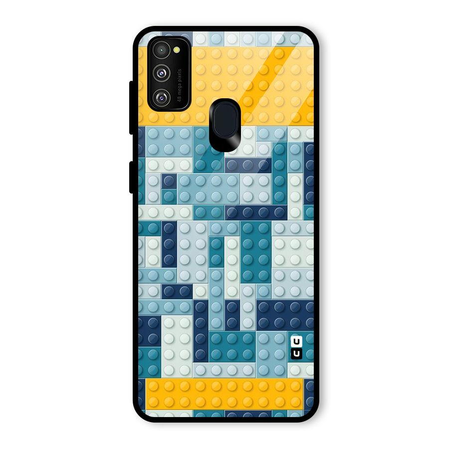 Blocks Blues Glass Back Case for Galaxy M30s