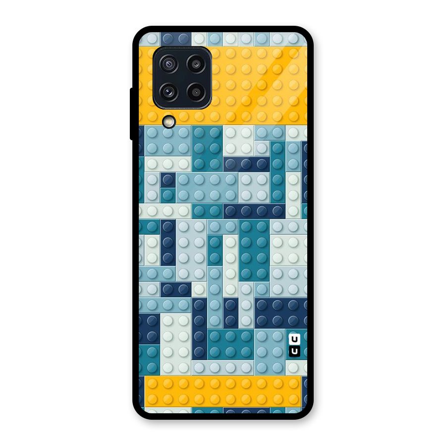 Blocks Blues Glass Back Case for Galaxy M32