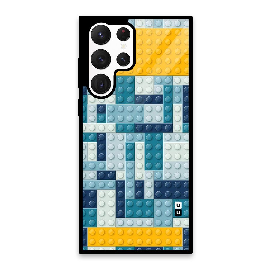 Blocks Blues Glass Back Case for Galaxy S22 Ultra 5G
