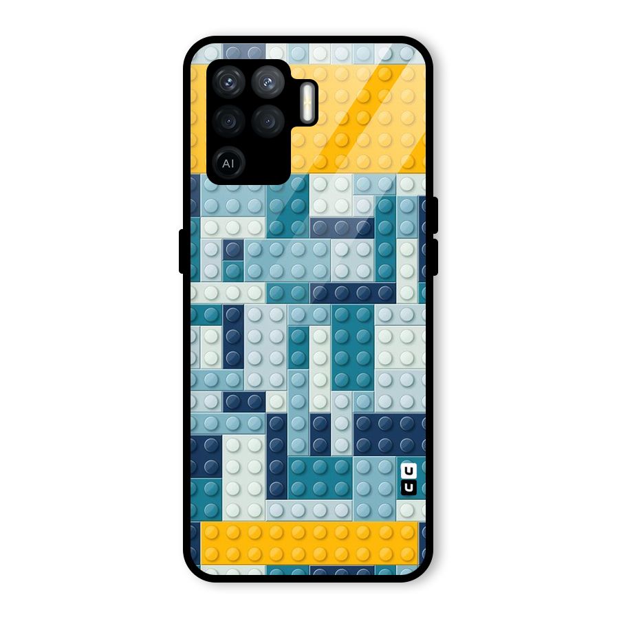 Blocks Blues Glass Back Case for Oppo F19 Pro
