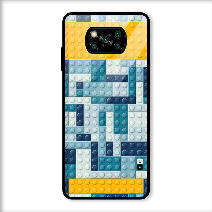 Blocks Blues Glass Back Case for Poco X3