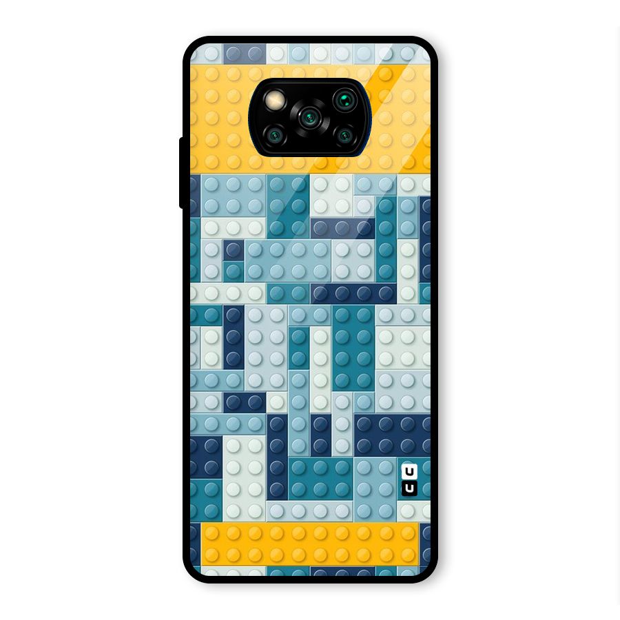 Blocks Blues Glass Back Case for Poco X3 Pro